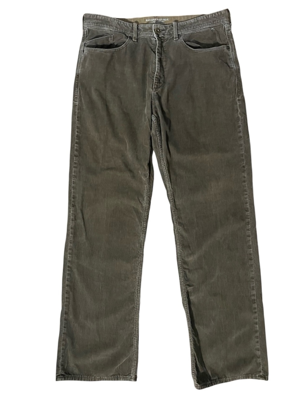 Banana Republic Men Straight Pima Cotton Brown Pin Cord Corduroy Pants Tag 35/32
